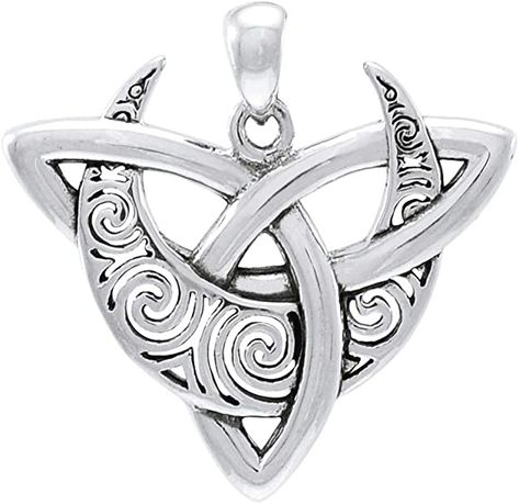 Amazon.com: Jewelry Trends Celtic Triquetra Moon Goddess Trinity Knot Sterling Silver Pendant: Jewelry Trinity Knot Tattoo, Triquetra Pendant, Celtic Triquetra, Celtic Moon, Stone Jewellery Designs, Celtic Spiral, Knot Tattoo, Celtic Pendant, Wiccan Jewelry