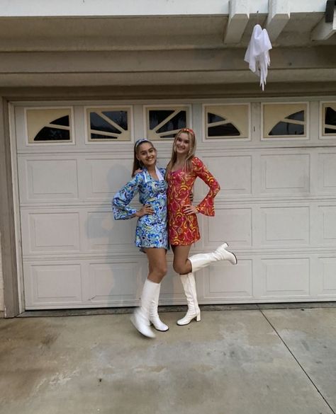 Gogo Girls Halloween Costume, 70s Girl Costume, Gogo Girl Costume, Disco Halloween Costumes, 60s Halloween Costume, 70s Halloween Costumes, Go Go Girl Costume, Gogo Dancer Costume, 70s Halloween Costume