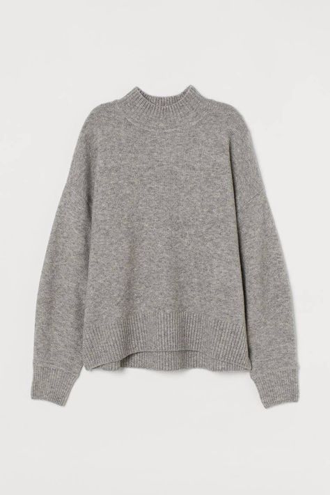 How Basics Touch Always Finds the Best High-Street Buys | Who What Wear UK Hm Finds, Hm Sweater, Fine Knit Sweater, All White Outfit, Turtle Neck Jumper, Grey Knit Sweater, Tights Outfit, Wool Blend Coat, Mock Turtleneck