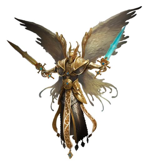 Dual Sword Angel - Pathfinder PFRPG DND D&D 3.5 5th ed d20 fantasy Winged People, Angel Warrior, Ange Demon, Concept Art Character, Fantasy Armor, Fantasy Concept Art, Angels And Demons, Fantasy Warrior, Arte Fantasy