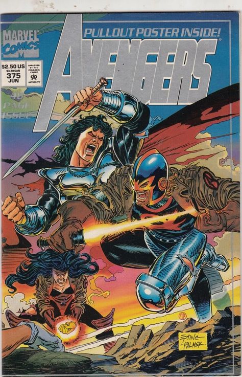 This is a classic comic book from Marvel Comics, featuring the popular superhero team of the Avengers. The issue number is 375, and it is a first print from the first series. The story title is "The Last Gathering; A Bigger Man Than I," and it was published in 1994 during the Modern Age era. The comic book is in excellent shape and is a must-have for any collector or fan of the Avengers. Story Titles, Superhero Team, Classic Comic Books, Classic Comics, Big Men, The Avengers, Graphic Novel, Marvel Comics, Comic Book