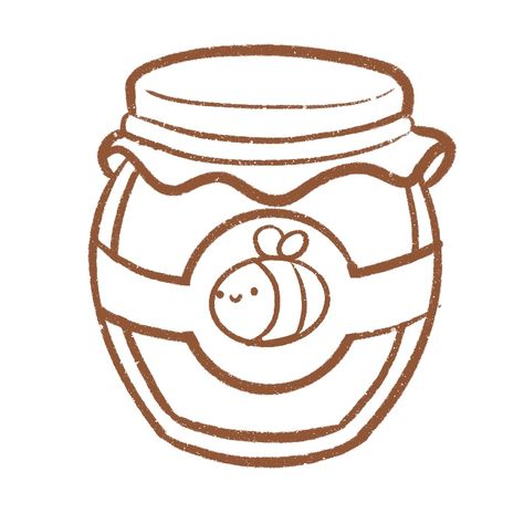 How to Draw a Cute Jar of Honey - Easy Beginner Tutorial Honey Jar Ideas, Cute Honey Drawing, Honey Jar Art, Cute Spring Drawings Easy, Honey Drawing Simple, Jar Of Honey Drawing, Honey Jar Drawing, Honey Pot Drawing, Honey Jar Tattoo