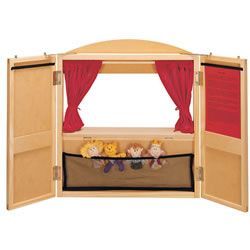 Wooden Puppet Theatr - Wooden Puppet Theatre with 4 Puppets --- #Theaterkompass #Theater #Theatre #Puppen #Marionette #Handpuppen #Stockpuppen #Puppenspieler #Puppenspiel Puppet Storage, Diy Puppet Show, Diy Puppet Theater, Kids Puppet Theater, Diy Puppet, Puppet Stage, Theatre Diy, Puppet Theaters, Wooden Puppet