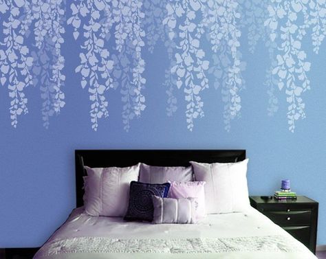 Bedroom Wall Painting Ideas Creativity, Bedroom Wall Stencil, Bedroom Wall Painting, Wall Stencil Designs, Damask Decor, Wall Painting Living Room, Stencil Wall Art, Kids Bedroom Walls, Stencil Painting On Walls