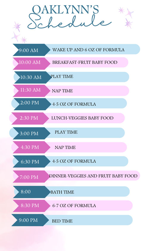 I created this schedule for my granddaughter who is 5 months old. 6 Month Old Schedule With Solids, 9 Month Old Daily Schedule, 5 Month Old Schedule With Solids, 5 Month Old Baby Schedule, 5 Month Old Schedule, 4 Month Old Schedule, 6 Month Old Schedule, 5 Month Old Baby, Pregnancy Timeline