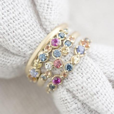 Colored Wedding Bands, Cute Engagement Rings, Rainbow Jewelry, Silver Wedding Bands, Sapphire Color, India Jewelry, Women's Jewelry And Accessories, Toronto Ontario, Fantasy Jewelry