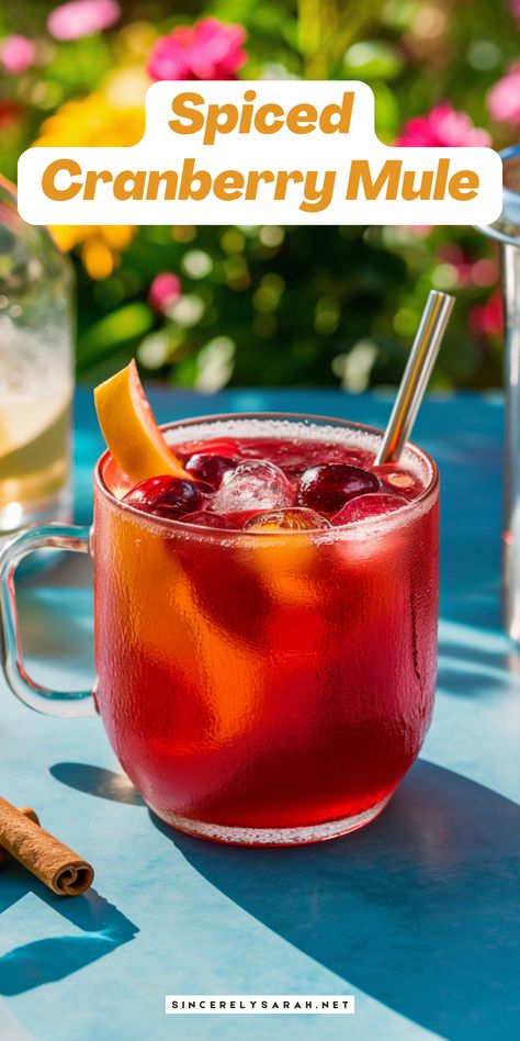 🍂 The Spiced Cranberry Mule is your go-to cocktail for fall and winter celebrations! With its mix of tart cranberries, spicy ginger beer, and a hint of warmth from seasonal spices, this drink is both refreshing and comforting. Serve up the Spiced Cranberry Mule at your next gathering and let its festive flavors bring joy to your holiday season. It’s the perfect way to toast to good times! 🍻🎄 Thanksgiving Mule Cocktail, Refreshing Fall Cocktails, Cranberry Fall Cocktails, Spiced Cranberry Cocktail, Christmas Moscow Mule Recipe, Holiday Mule Cocktail, Cranberry Mules Cocktail Recipes, Fall Mule Cocktail, Fall Cranberry Cocktail