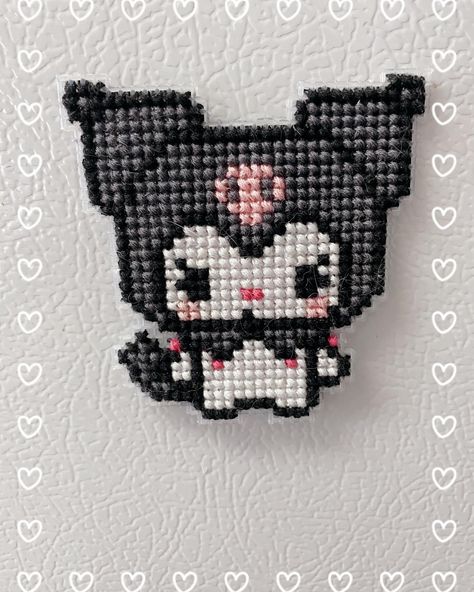 Sanrio Cross Stitch 🪡✨ I’ll probably be making more Sanrio themed magnets I need to expand my collection! . . . . . . . . . . . . . #sanrio #sanriocharacters #sanriothings #sanriostuff #cinnamoroll #mymelody #kuromi #tuxedosam #keroppi #gudetama #hellokitty #pompompurin #hellokittyandfriends #cutestuff #crossstitching #crossstitch #crossstitcher #handmadebyme #sanriolover #hellokittylovers Hello Kitty And Friends Cross Stitch, Pixelated Sanrio, Kuromi Cross Stitch Pattern, Sanrio Cross Stitch Pattern, Kuromi Cross Stitch, Sanrio Cross Stitch, Kuromi Perler Beads, Sanrio Pixel Art, Kawaii Cross Stitch