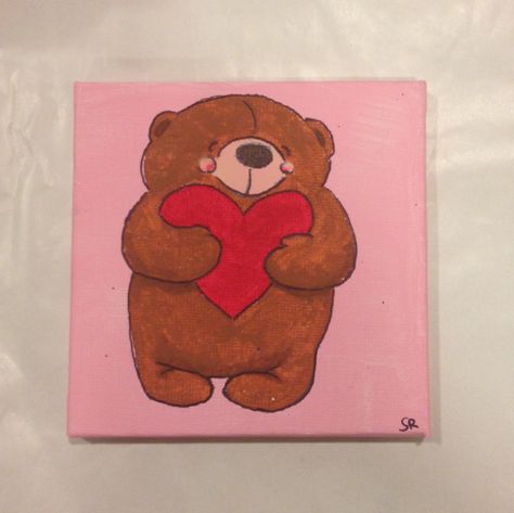 Friends Hugging, Mini Toile, Bear Paintings, Notes Gift, Valentines Art, Cute Doodle Art, Crazy Things To Do With Friends, Mini Canvas, Mini Canvas Art