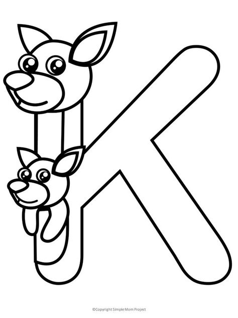 Free Printable Letter K Coloring Page - Simple Mom Project Animal Letter Coloring Pages, Letter K Crafts For Preschoolers Printables, Letter Coloring Pages Preschool, K Crafts For Preschool, K Is For Craft, S Alphabet Design, K Is For, Letter K Crafts For Preschoolers, Letter K Activities For Preschool