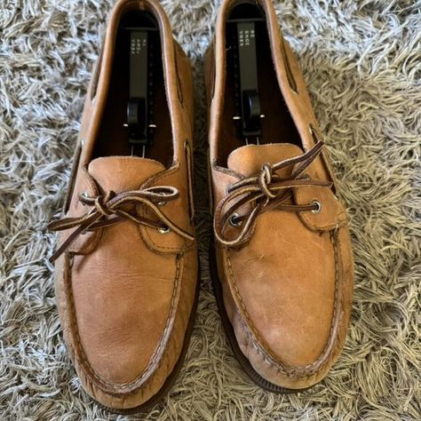 Sperry Men's Tan and Brown Boat-shoes Brown Boat Shoes, Sperry Loafers, Sperry Men, Sperry Top Sider, Top Sider, Casual Lace, Shoes Leather, Shoe Shop, Sperrys