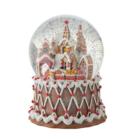 RAZ Imports, Inc | Item Details Gingerbread Town, Glitter Water, Raz Imports, Water Globes, Battery Operated Candles, Christmas Scene, Water Lighting, Aa Batteries, Snow Globe