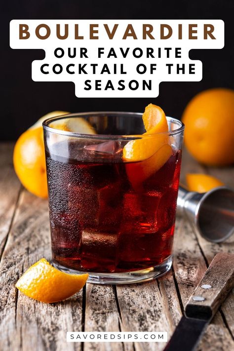 This tasty cocktail is one of our favorite rye cocktails for the cooler weather. A Boulevardier will warm you right up with its vermouth, campari, and rye. Rye Cocktails, Boulevardier, Sweet Vermouth, Cocktails To Try, Drinking Around The World, Best Cocktail Recipes, Orange Twist, Classic Cocktail, Vermouth