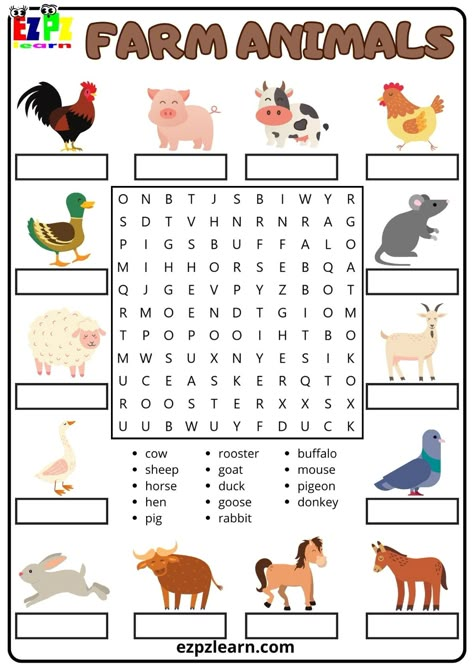 Farm Animals Vocabulary Word Search and Word Match For Kids and ESL Farm Animal Word Search, Worksheet Animals For Kids, Worksheets About Animals, Farm Animals Worksheets For Kids, Farm Animal Worksheet, Animal Worksheets For Kids, Farm Animals Worksheet, Animals Worksheets For Kids, Farm Worksheets