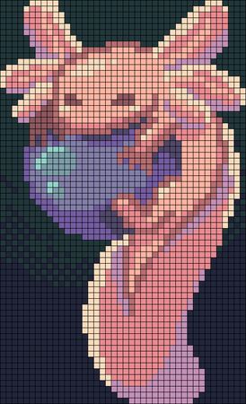 Pixel Art Pattern Axolotl, Adult Perler Bead Patterns, Pixel Art Templates Pattern, Minecraft Pixel Art Grid, Anime Cross Stitch Patterns, Cute Pixel Art Grid, Big Pixel Art, Alpha Patterns Anime, Pixel Crochet Pattern