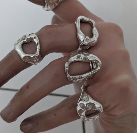 Art Clay Silver Ring, Ring Silver Design, Silver Clay Jewelry Ideas, Silver Clay Ring, Silver Clay Jewellery, Jewelry Mood Board, Art Clay Silver, Clay Silver, Clay Rings