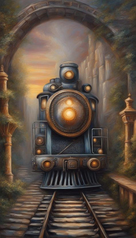 Train Stations, Train Art, Steam Train, Magic School, Steam Trains, Train Station, Steam, Old Things, Art Drawings