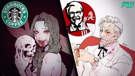 Fast Food Restaurant Fanart, Fast Food Restaurant As Humans, Kfc Fanart, Kfc Man, Anime Lion, Disney Character Art, Emo Art, Food Restaurant, Scary Art