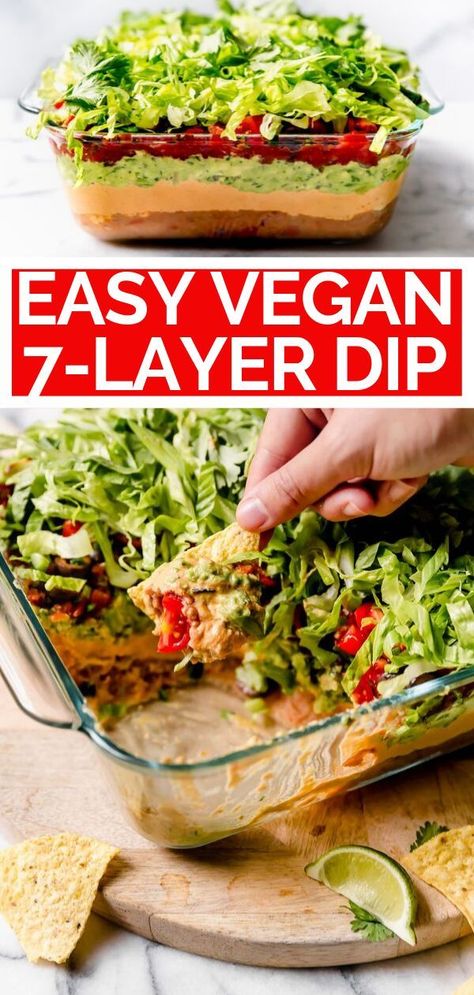 7 Layer Dip Recipe, Layered Dip Recipes, Layered Bean Dip, Layered Taco Dip, Taco Dip Recipe, 7 Layer Dip, For Dinner, Seven Layer Dip, Vegan Party