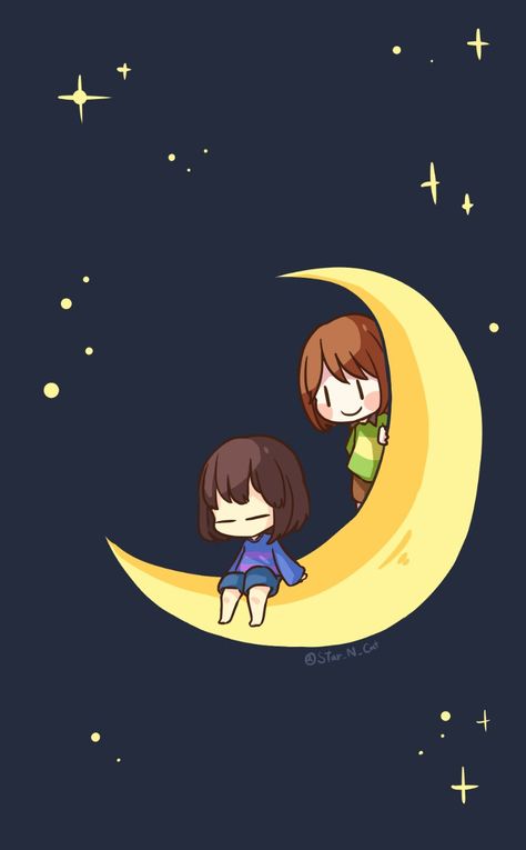 Chara and Frisk | Undertale Phone Background, Community Wall, Wall Photos, Free Image, Social Network, Moon, Wall