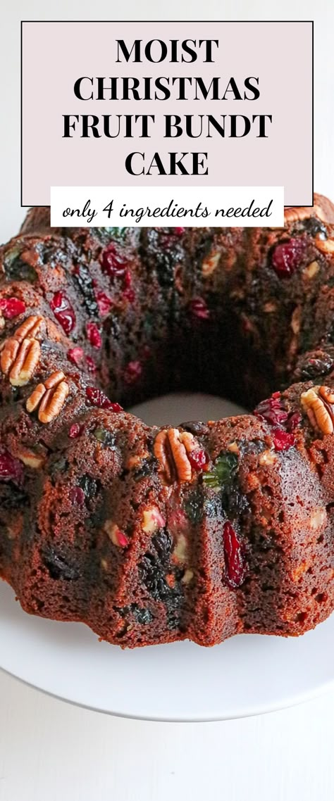 Image for Moist Christmas Fruit Bundt Cake Moist Christmas Fruit Cake, Healthy Fruit Cake Recipes, How To Make A Fruit Cake, Best Fruit Cake Recipe Ever, Christmas Mini Bundt Cakes, Fruit Cakes Christmas, Vegan Fruitcake, German Fruit Cake Recipe, Holiday Bundt Cakes