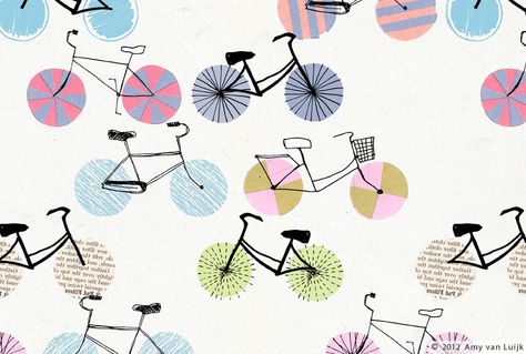 Bike Pattern, Unfortunate Events, Bicycle Art, Textile Designer, Z Arts, Creative Portfolio, Print Inspiration, Pattern Illustration, Textile Patterns