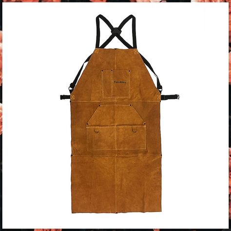 Fox Alloy 43.7" Long Real Leather Adjustable Heavy Duty Work Apron with 6 Tool Pockets Heat Flame Resistant Welding Apron for Blacksmith / Woodwork / BBQ / Fireplace / Welders Men Women Safety Apparel Welding Apron, Welding Hoods, Bbq Wood, Woodworking Apron, Women Safety, Branded Aprons, Work Apron, Shop Apron, Work Aprons