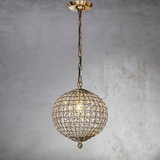 1-Light 12" Vintage Antique Gold Globe Small Sphere Pendant Light with Crystal Accents - W:11.8" - Bed Bath & Beyond - 36274088 Crystal Ball Chandelier, Globe Pendant Lights Over Kitchen Island, Powder Room Chandelier, Sphere Pendant Light, Dinning Room Lighting, Bear Cave, Crystal Globe, Gold Globe, Led Crystal Chandelier