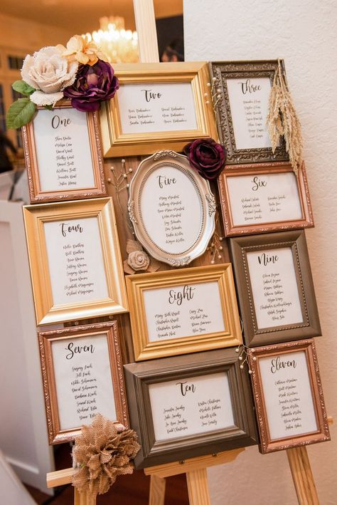 Rustic Fall Wedding Seating Chart, Unique Wedding Seating Chart Ideas Table Numbers, Boho Wedding Seating Chart Ideas, Unique Seating Charts Wedding, Seating Cards Ideas, Picture Frame Seating Chart Wedding, Vintage Wedding Seating Chart, Fall Wedding Seating Chart Ideas, Wedding Table Seating Chart Ideas