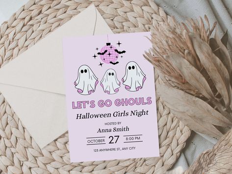 Ghouls Night Invite, Halloween Girls Night Invitations, Girls Halloween Night In, Halloween Themed Girls Night, Ghouls Night Out Party, Girls Halloween Night, Ghouls Night In, Ghouls Night In Party, Girls Night Halloween Party