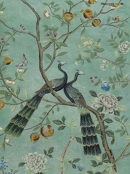 De Gournay Wallpaper | Baran de Bordeaux - French Antiques & Interiors Fig Tart, De Gournay Wallpaper, Chinoiserie Design, Motif Art Deco, Antique Wallpaper, Screen Painting, Hand Painted Wallpaper, Bird Poster, Chinoiserie Wallpaper