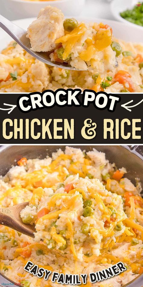 Crock Pot Chicken And Rice, Crockpot Rice Recipes, Slow Cooker Chicken Rice, Chicken And Rice Crockpot, Comforting Food, Chicken And Rice Recipe, Chicken And Rice Casserole, Creamy Chicken And Rice, Easy Chicken And Rice