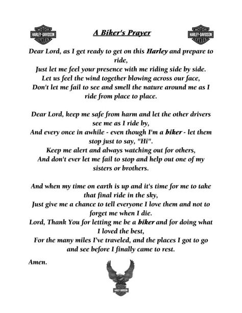 harley davidson bike prayer | RE: Biker's Prayer Motorcycle Riding Quotes, Bikers Prayer, Biker Sayings, Bikers Quotes, Harley Davidson Decor, Nana Quotes, Harley Davidson Crafts, Biker Baby, God Grant Me The Serenity