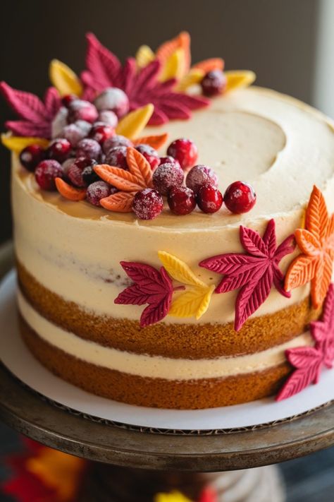 41 Thanksgiving Cake Ideas To Impress Your Guests! Thanksgiving Sheet Cake Ideas, Beautiful Thanksgiving Desserts, Turkey Cakes Thanksgiving, Holiday Cakes Thanksgiving, November Cake, Fall Cake Decorating Ideas, Thanksgiving Cake Ideas, Fall Cake Decorating, Fall Cakes Decorating