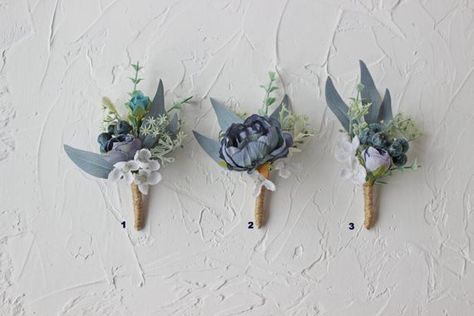 Shop for beautiful wedding boutonnieres made of fabric flowers, textile leaves, artificial berries and plastic greenery.🌺 Boho style.🌺All the items in my shop are customizable according to your needs.🌺Approximate higth - 4 inches (10cm)🌺Flower crown is adjustable by the ribbon.🌺Matching wedding bouquet here: https://www.etsy.com/listing/722867642/white-navy-wedding-bouquet-bridal?ref=shop_home_active_2&frs=1 🌺The colors of main flowers can vary, just write to me!🌺Feel free to ask abou Textile Leaves, Navy Wedding Bouquet, Boutineer Wedding, Groom Buttonhole, Boutonniere Groomsmen, Blue Corsage, Blue Boutonniere, Groom Buttonholes, Blue Gold Wedding