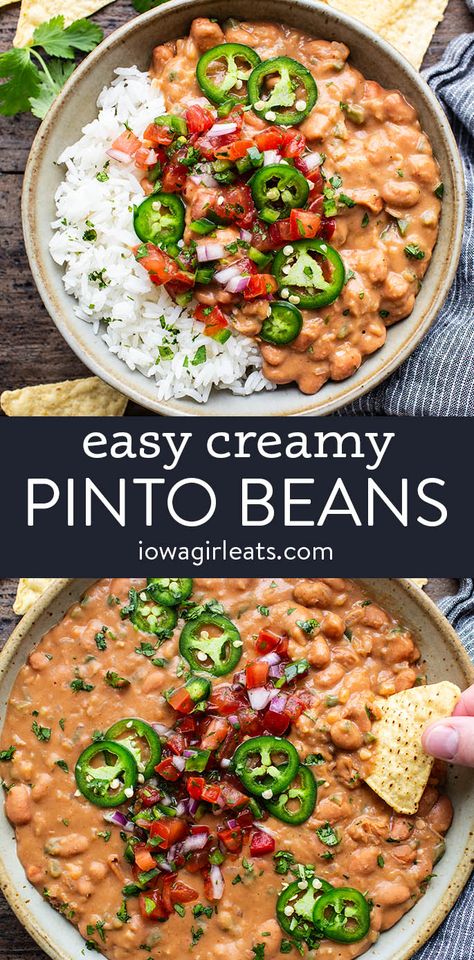 Pressure Cooker Bean Recipes, Vegan Mexican Beans, Spicy Mexican Beans, Spicy Pinto Beans In The Crock Pot, Pizza Bean Salad, Meal Prep With Beans, Pinto Bean Side Dish, Easy Bean Dinner Recipes, Pinto Baked Beans Recipe