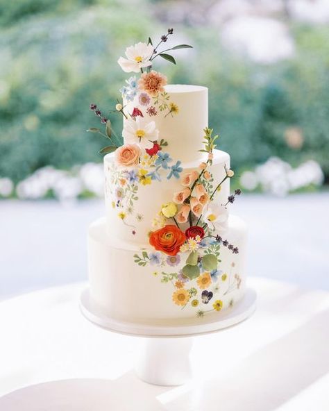 M I K K I P L A T T on Instagram: "Cake (not) by the ocean! Always a literal treat to photograph one of @flourandflourish cakes! Her sugar flowers are a work of art and the backdrop of @twentyandcreek is a dream!" Wedding Cakes Painted Flowers, Painted Flower Wedding Cake, Floral Wedding Cake, Take The Cake, Wildflower Wedding, Sugar Flowers, Gingerbread House, Gingerbread, Wild Flowers