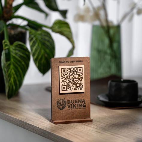 ✅ Easy access menu for your customers✅ Built in QR display✅ High-quality wood stand✅ Promotes contactless menu access✅ Durable and long lasting Wooden Qr Code Stand, Menu Wood Design, Menu Qr Code, Menu Display Ideas, Wood Menu, Reserved Table Signs, Menu Stand, Wooden Cutlery, Qr Codes