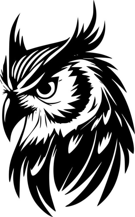 Owl Black And White, Owl Stencil, Glass Etching Patterns, Book Cover Art Design, Owl Printables, Owl Black, Magic Runes, Animal Tattoo Ideas, Eagle Images