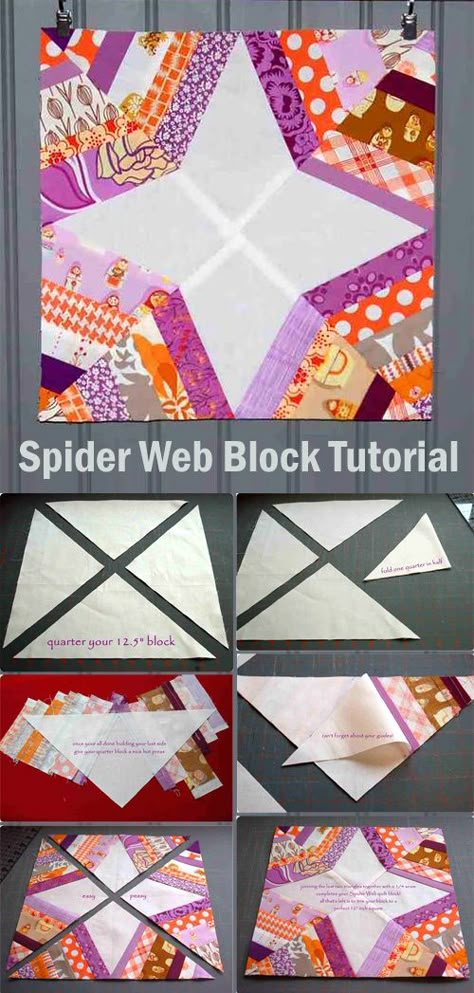 Selvedge Quilt Blocks, 6 Patch Quilt Block Patterns, Spiderweb Quilting Design, Wacky Web Quilt Pattern, Spider Web Quilt Block, Spider Quilt Block Free Pattern, Spider Quilt Pattern, Spider Web Quilt Pattern Free, Spider Web Quilt Pattern