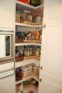 Corner Lazy Susan custom units   Pantry - contemporary - kitchen - los angeles - Laurie Burke Corner Cabinet Decor, Kitchen Corner Pantry, Corner Pantry Ideas, Corner Kitchen Cabinet Ideas, Corner Pantry Cabinet, Corner Kitchen Pantry, Corner Drawers, Pantry Drawers, Corner Kitchen Cabinet