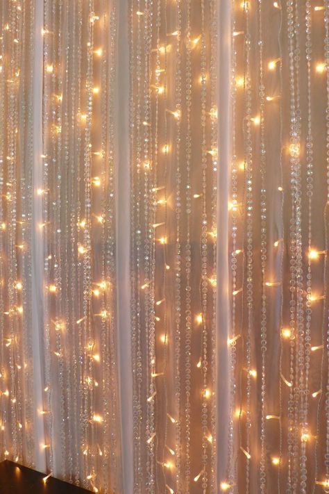 Fairy Light Curtain, Crystal Curtains, Led Curtain Lights, Led Curtain, Curtain String Lights, Light Backdrop, Curtain Backdrops, Wedding Ceremony Backdrop, Pipe And Drape