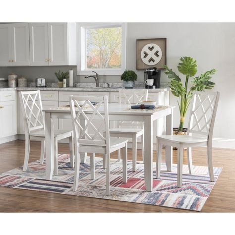 Gapland 5 Piece 48" Solid Wood Lattice Back Dining Set Wood Lattice, Crossback Chairs, Solid Wood Dining Set, 5 Piece Dining Set, Kitchen Table Settings, Matching Chairs, Rectangle Table, Farmhouse Dining, Gracie Oaks