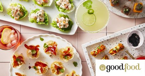 Spicy Margaritas, Party Nibbles, Nibbles For Party, Canapes Recipes, Salmon Tacos, Spicy Tacos, Prawn Cocktail, Mini Tacos, Spicy Margarita