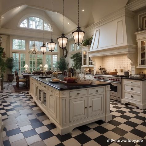 Very Big Kitchen, Big Beautiful Kitchens, Grand Houses Interior, Kitchen Aesthetic Old Money, Big Vintage Kitchen, Big Homey Kitchen, France House Interior, Vintage Mansion Kitchen, Large Kitchen Aesthetic