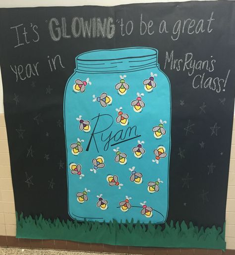 It's "glowing" to be a great year! Glow Theme Classroom Door, Glow And Grow Bulletin Board, Glow Theme Bulletin Board, Glow Bulletin Board Ideas, Get Ready For A Colorful Year Bulletin, Our Future Is So Bright Classroom Door, Back For S'more Learning Bulletin Board, Bad Teacher, Bulletin Boards Classroom Decor