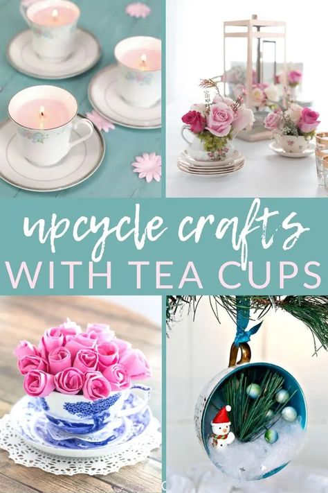 Whether you have old chipped teacups or thrift store finds to make use of, get crafty with these inspiring ways to upcycle old tea cups. Mug Repurpose, Tea Cup Repurpose, Tea Cup Planters Diy, Tea Cup Upcycle Ideas, Tea Cup Garden Ideas, Old China Repurpose, Old Tea Cups Ideas, Tea Cup Crafts, Teacup Display