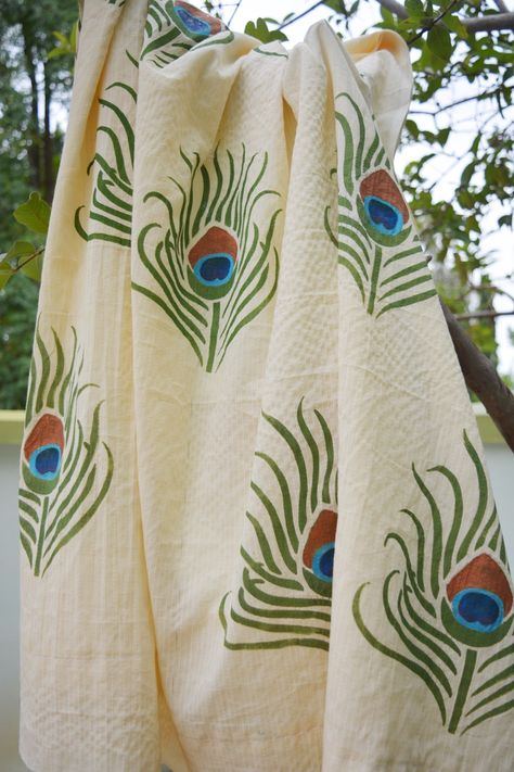 Fabric-painted-DIY-curtains-DIY-painted-curtain-DIY-stencil-painted-curtain-Fevicryl-kalastar-contest-DIY-fabric-painting-ideas-peacock-fabric-painted, hobby ideas, fabric painting ideas, botanical painted curtain, DIY curtains, Stenciled curtain, Fabric stencil ideas , DIY Painted curtains with Fevicryl Fabric paints Fabric Painting Ideas, Paint Sunflower, Fabric Stencil, Bed Sheet Painting Design, Curtain Diy, Curtains Diy, Painted Curtains, Diy Stencil, Saree Painting Designs