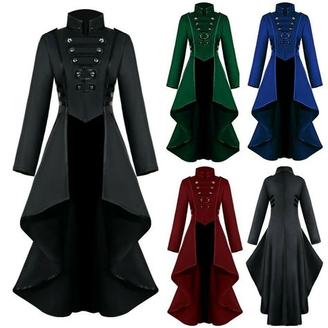 Corset Halloween Costumes, Steampunk Coat, Plus Size Gothic, Victorian Coat, Tuxedo Women, Halloween Long Sleeve, Tuxedo Dress, Gothic Steampunk, Medieval Dress