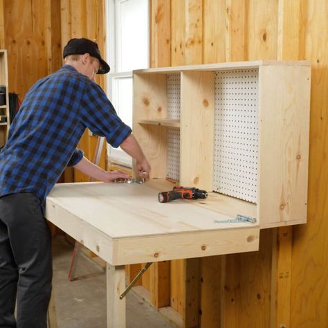 Fold Up Work Table, Fold Down Work Bench, Work Bench Plans, Gardening Table, Workbench With Storage, Workbench Organization, Display Visual Merchandising, Workbench Designs, Building A Workbench